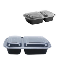 30 oz.  2-Compartment Rectangular Microwavable Heavy Weight Container with Lid