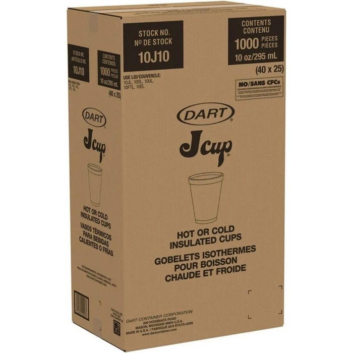 10 oz. White Customizable Foam Cup - 1,000/Case (Dart10J10)
