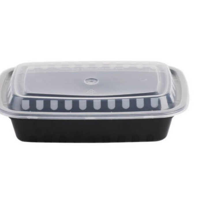 12 oz Rectangular Container Black Base - 150/Case