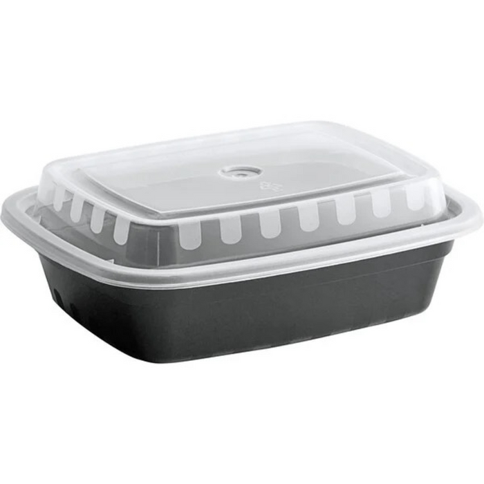 24 oz. Round Black Containers and Lids, Case of 150