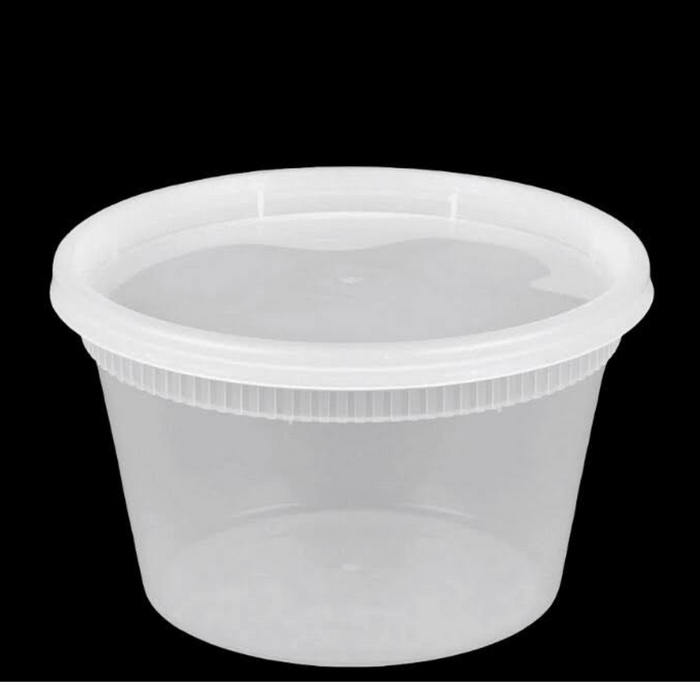 12 oz.  Deli Container and Lid Combo Pack Microwavable Translucent Plastic - 240/Case