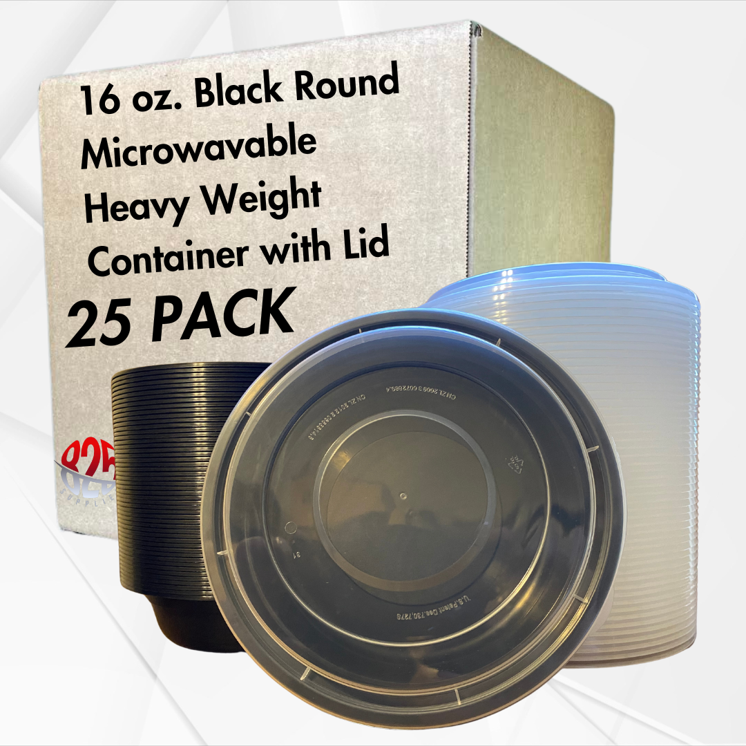 Round Meal Prep Food Storage Containers with Lids Plastic Lunch Box Disposable Take Out Bowls Black BPA Free Reusable Durable Stackable Microwave Freezer Dishwasher Safe
