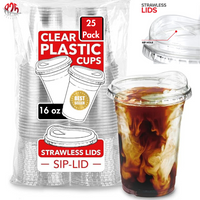 "16 oz Crystal Clear PET Disposable Cups with Sip Lids | Perfect for Parties & Events"