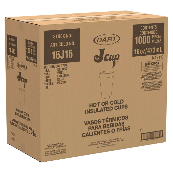 16 oz. White Foam Cup - 1,000/Case (Dart 16J16 )