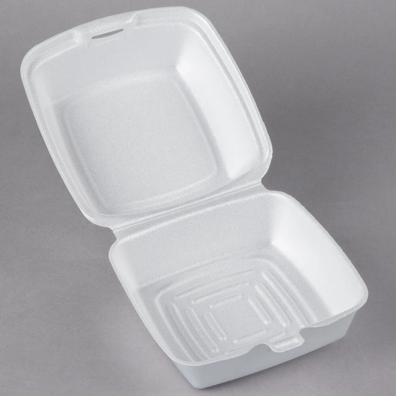 6" x 6" x 3" Foam Hinged Lid Container - 100/Pack