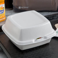 6" x 6" x 3" Foam Hinged Lid Container - 100/Pack