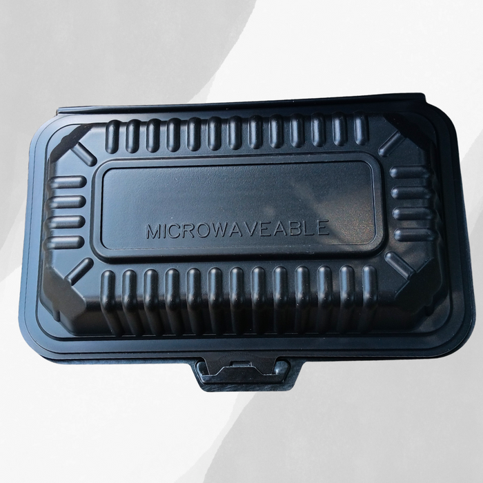 9 x 5 Microwaveable Mineral-Filled Plastic Hinged Take-Out Container - 200/Case (BLACK)