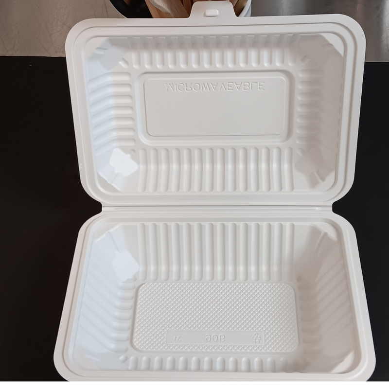 9 x 6 Microwaveable White Mineral-Filled Plastic Hinged Take-Out Container - 150/Case