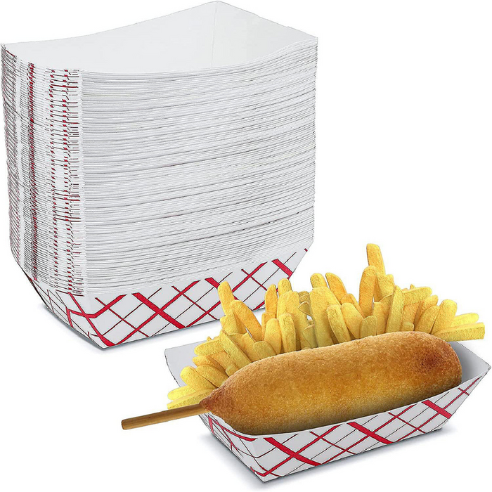 2 1/2 lb. Red Plaid Paper Food Tray - (250/PACK) #250