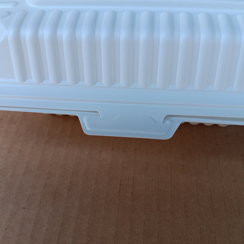 9 x 6 1-Compartment Microwaveable White Mineral-Filled Plastic Hinged Take-Out Container- 200/Case