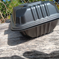 9 x 6 1-Compartment Microwaveable Black Mineral-Filled Plastic Hinged Take-Out Container - 150/Case