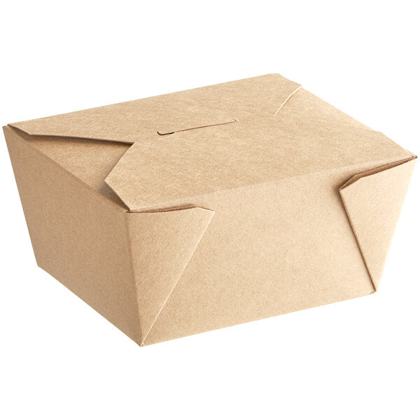 Kraft Microwavable Folded Paper #1 Take-Out Container 4 3/8"" x 3 1/2"" x 2 1/2"" - 200/Case