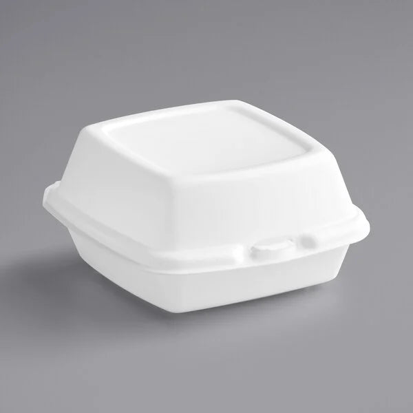 6" x 6" x 3" Foam Hinged Lid Container - 100/Pack