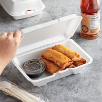 Dart 205HT1 White Foam Take Out Container with Perforated Hinged Lid 9 x 6 x 3 - 200/Case