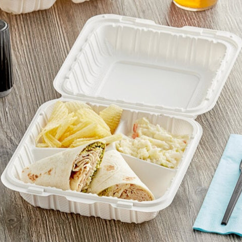 8.5x9 Mineral-Filled Plastic Hinged Take-Out Container Clamshell  - 150/Case