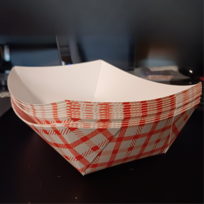 2 1/2 lb. Red Plaid Paper Food Tray - (250/PACK) #250