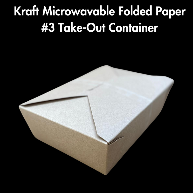 Kraft Microwavable Folded Paper #3 Take-Out Container - 50/Pack