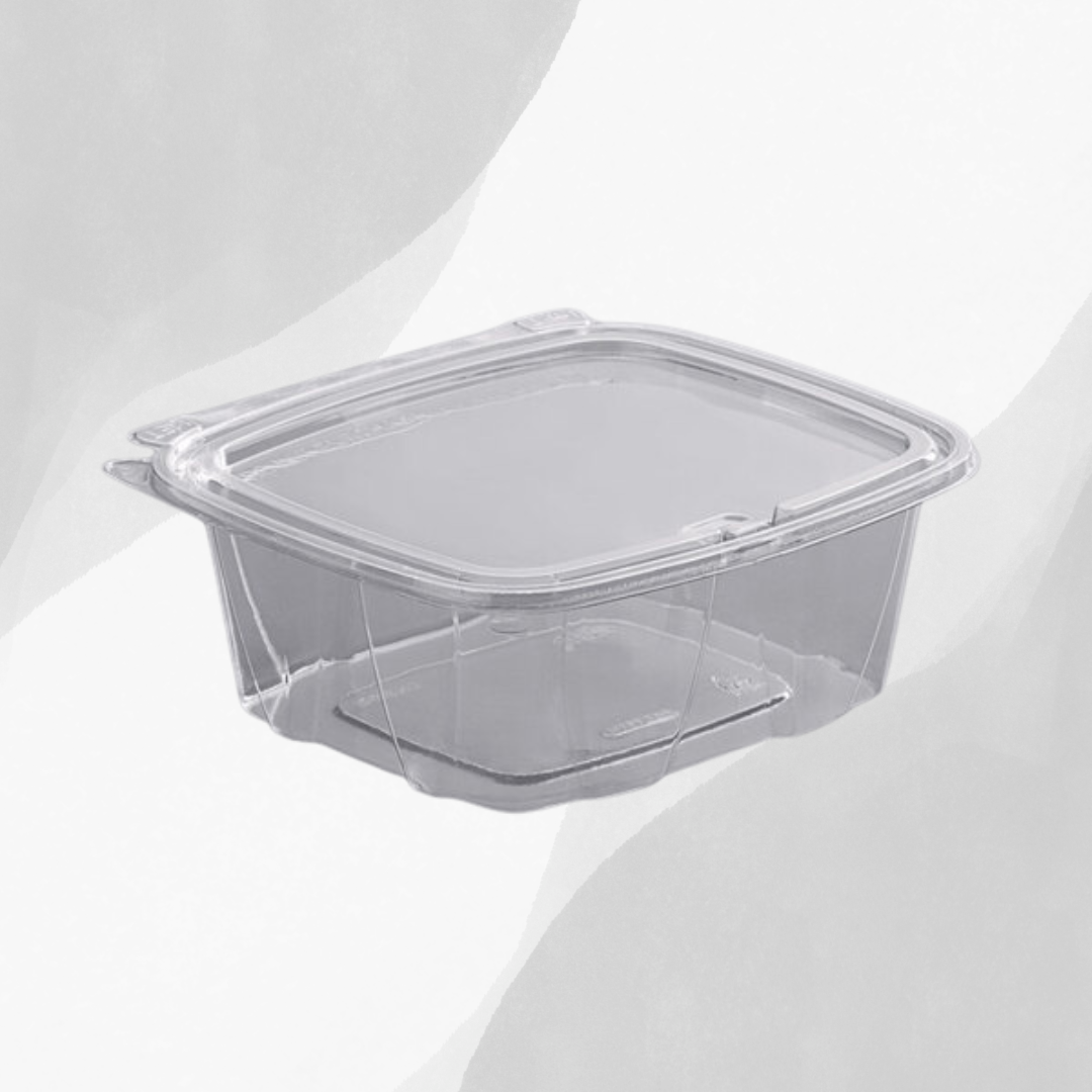 16 oz. Dart Clear  Tamper-Resistant, Tamper-Evident Hinged Container with Flat Lid - 200/Case