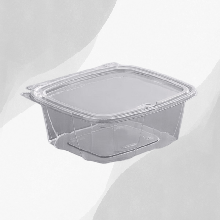 16 oz. Dart Clear  Tamper-Resistant, Tamper-Evident Hinged Container with Flat Lid - 200/Case
