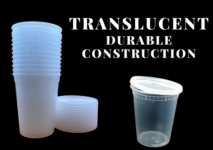 32 Oz Deli food Storage Containers with Lids , Quart  Leak-proof Freezer Safe Microwaveable Soup Storage Container - Clear Plastic Premium Quality