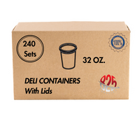 240 Pack - 32 oz Clear Plastic Deli Containers with Lids - BPA Free, Microwave and Freezer Safe