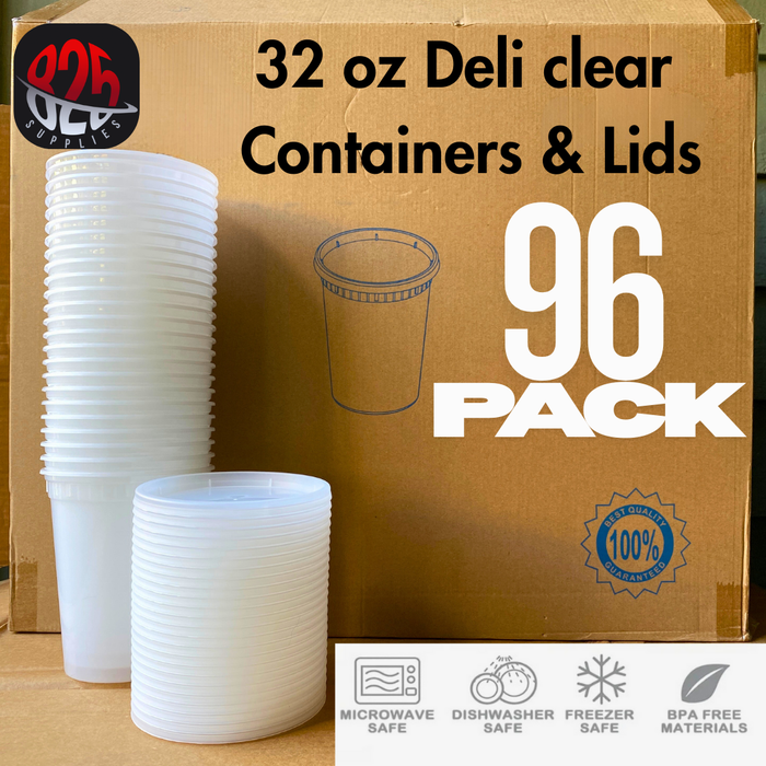 Deli Clear Plastic Food Storage Containers – 32 Oz