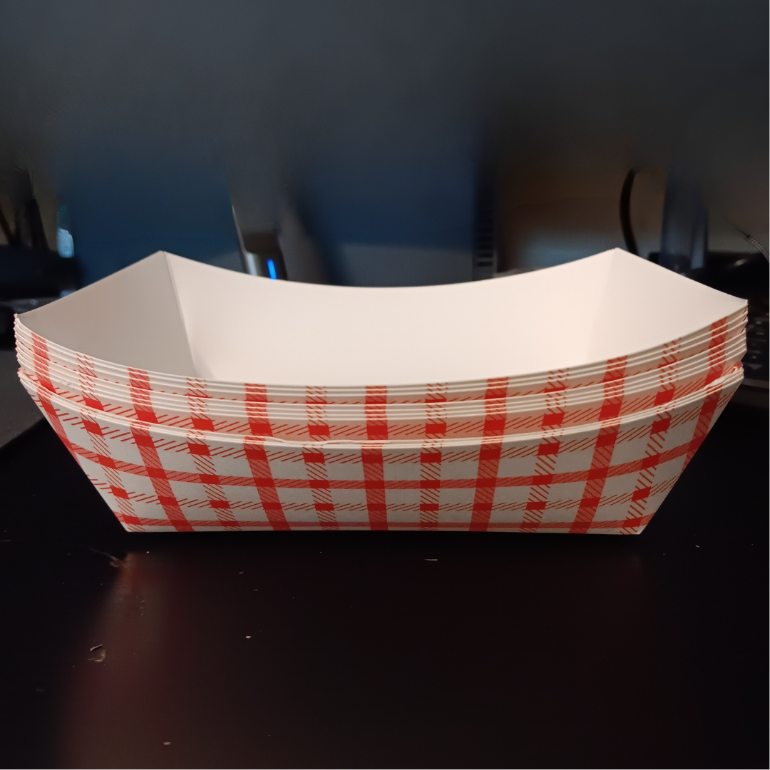2 1/2 lb. Red Plaid Paper Food Tray - (250/PACK) #250