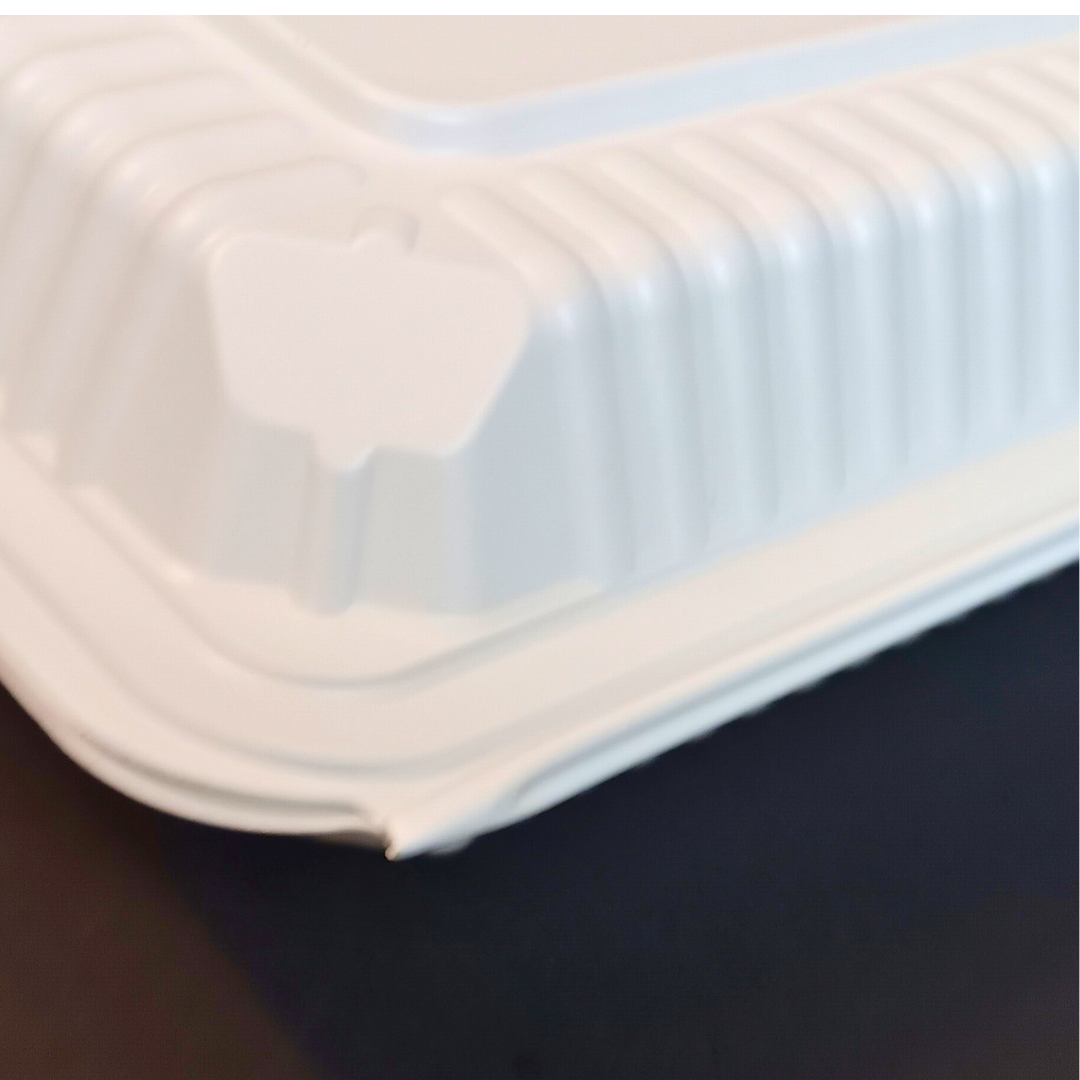 9 x 6 Microwaveable White Mineral-Filled Plastic Hinged Take-Out Container - 150/Case