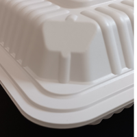 9 x 6 Microwaveable White Mineral-Filled Plastic Hinged Take-Out Container - 150/Case