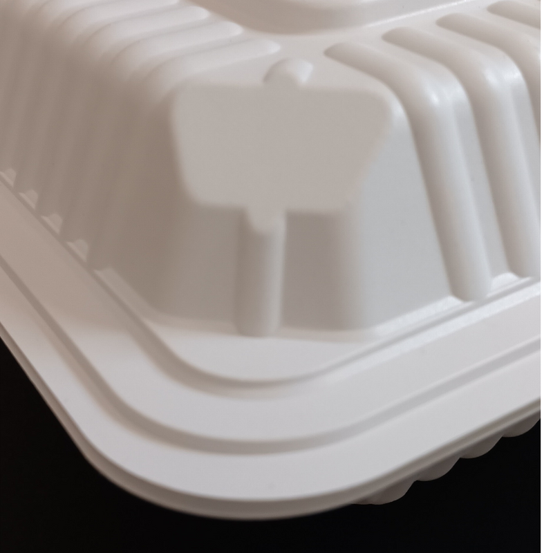 9 x 6 Microwaveable White Mineral-Filled Plastic Hinged Take-Out Container - 150/Case