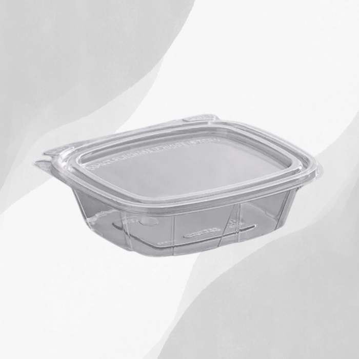 8 Oz. Dart Clear Tamper-Resistant, Tamper-Evident Hinged Container with Flat Lid - 200/Case