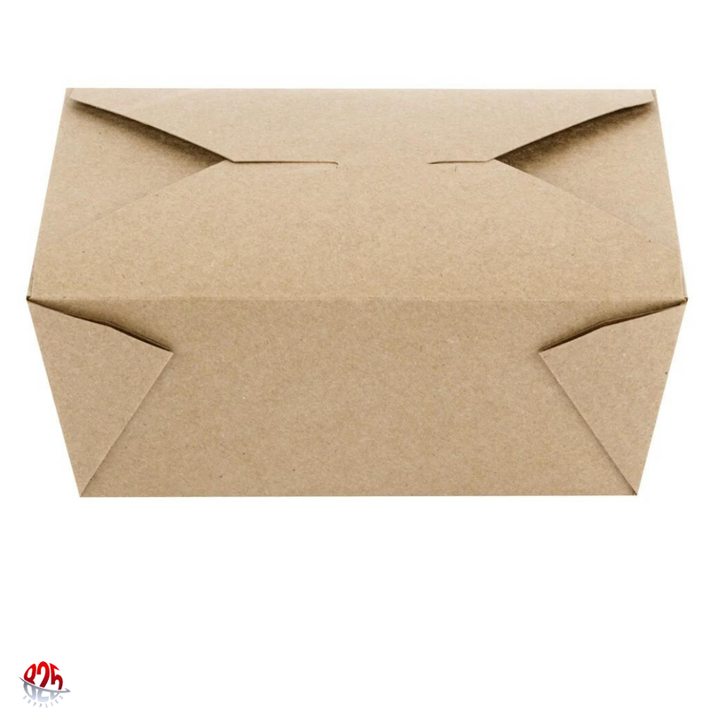 #4 Kraft Microwavable Folded Paper #4 Take-Out Container  - 160/Case