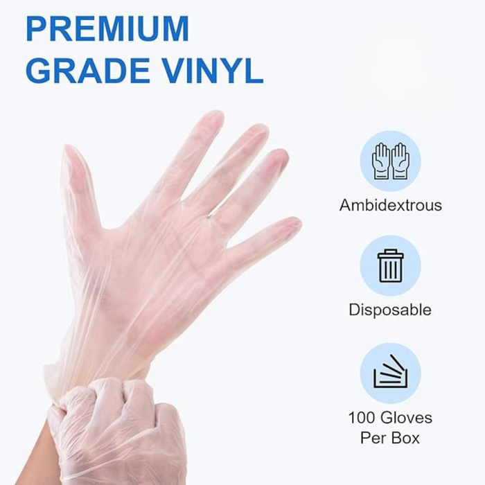 Clear Vinyl Exam Gloves, Disposable Medical Gloves, Cleaning Gloves, Food Safe,