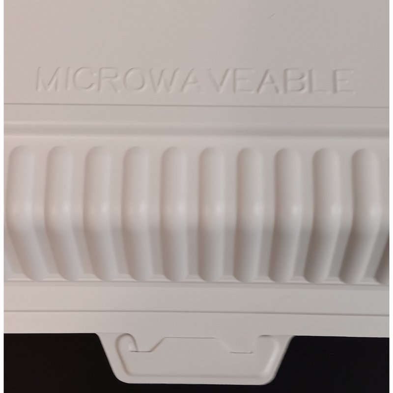 9 x 6 Microwaveable White Mineral-Filled Plastic Hinged Take-Out Container - 150/Case