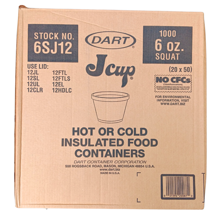 Dart 6SJ12 6 oz. White Foam Food Container - 1,000/Case