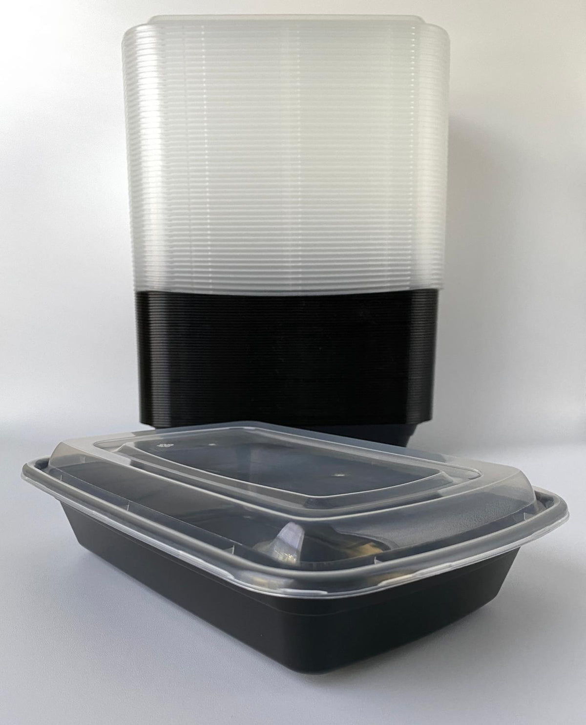 28 oz Black Rectangular Container Microwavable- 150/Case