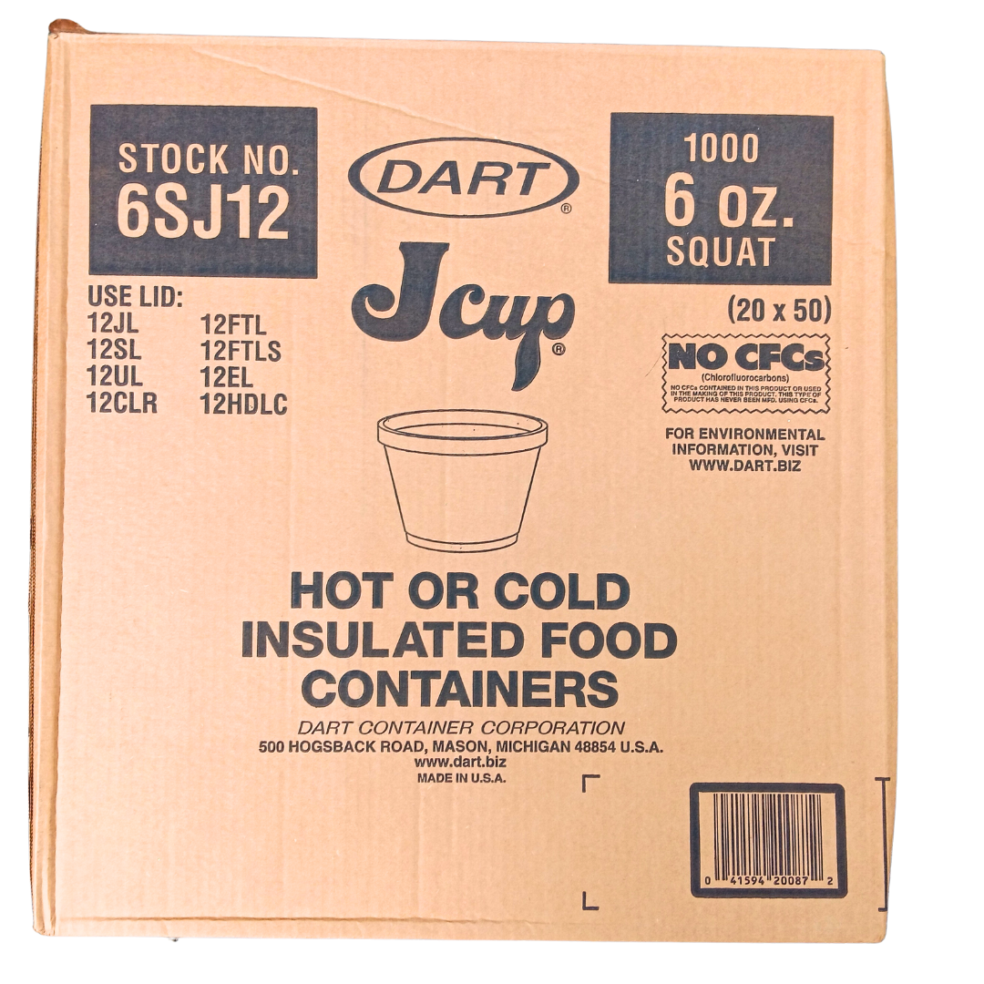 Dart 6SJ12 6 oz. White Foam Food Container - 1,000/Case