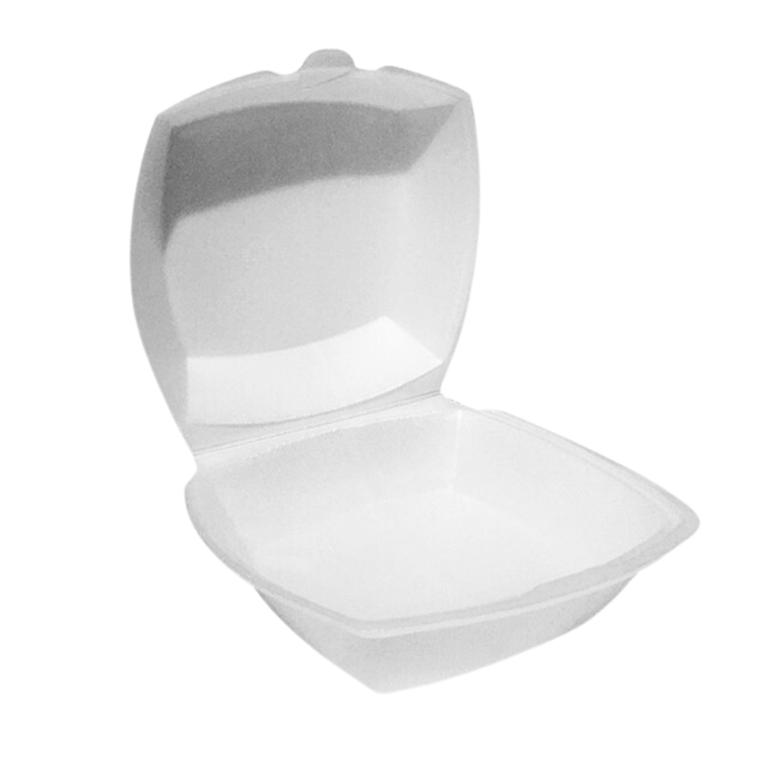 6" x 6" x 3" Foam Hinged Lid Container - 100/Pack