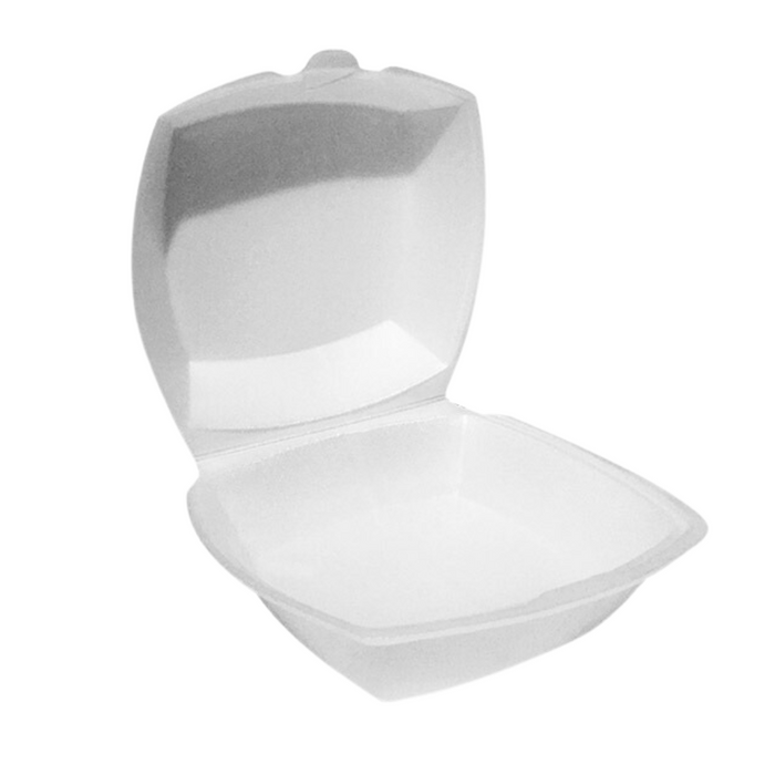 6" x 6" x 3" Foam Hinged Lid Container - 125/Pack