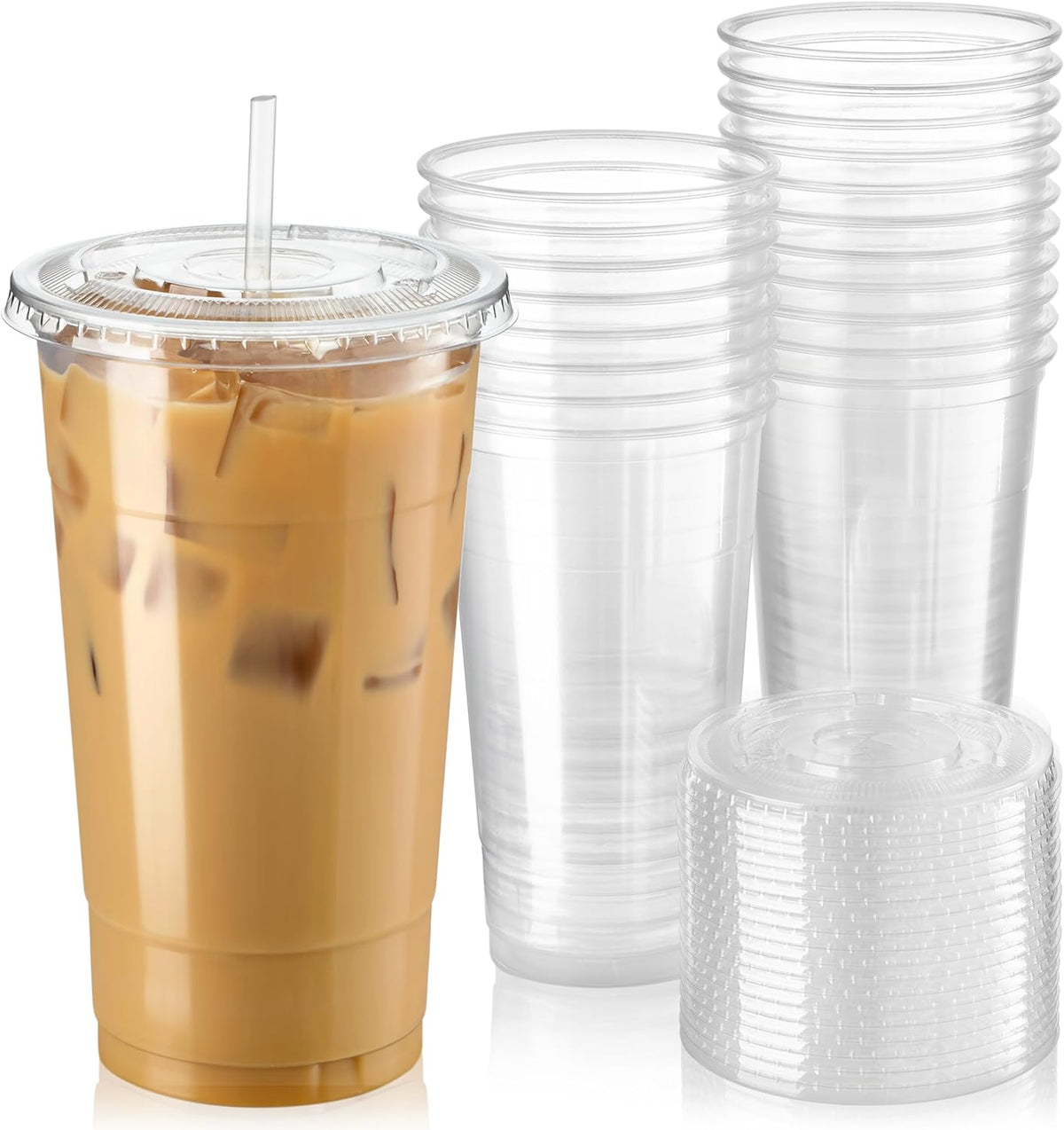 24 oz. Clear PET Plastic Cold Cup & Lids