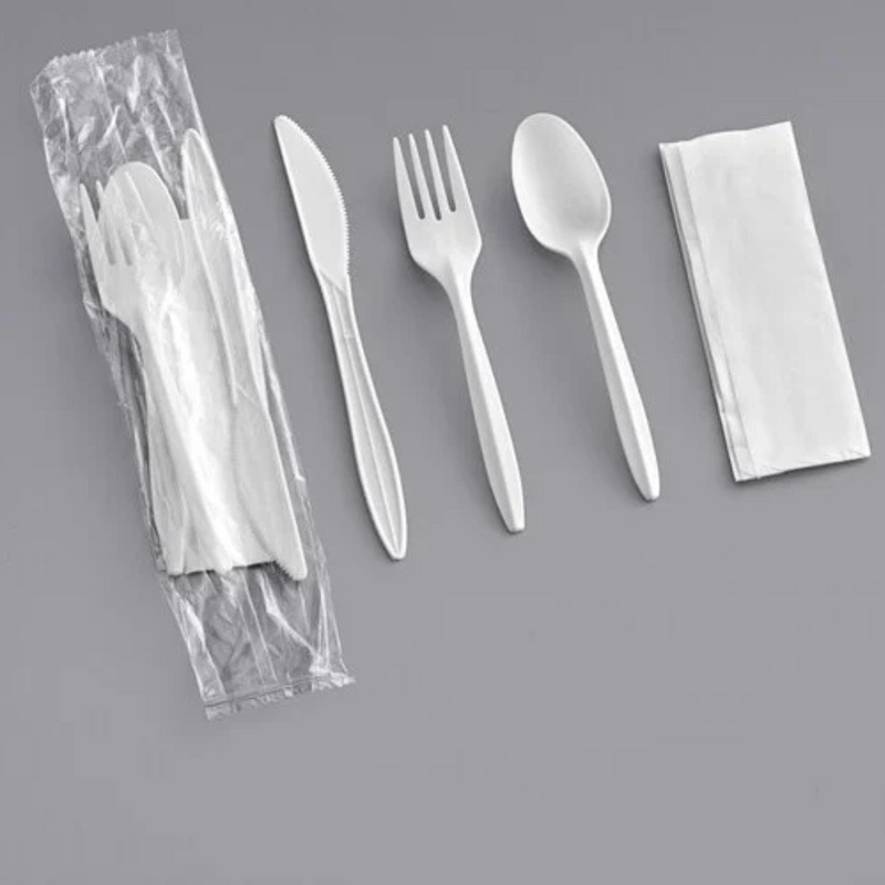 4-in-1 Kit (Fork, Knife, Spoon, Napkin) - 250/Case WHITE