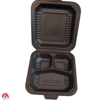 9 x 9 3-Compartment Microwaveable Black Mineral-Filled Plastic Take-Out Container - 150/Case