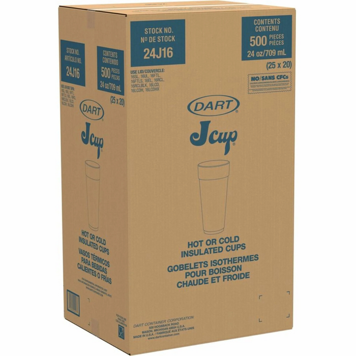 24 oz. White Customizable Foam Cup - 500/Case (Dart 24J16)
