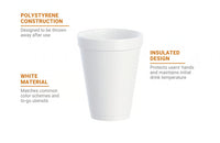 12 oz. White Customizable Foam Cup - 1,000/Case (Dart 12J12)