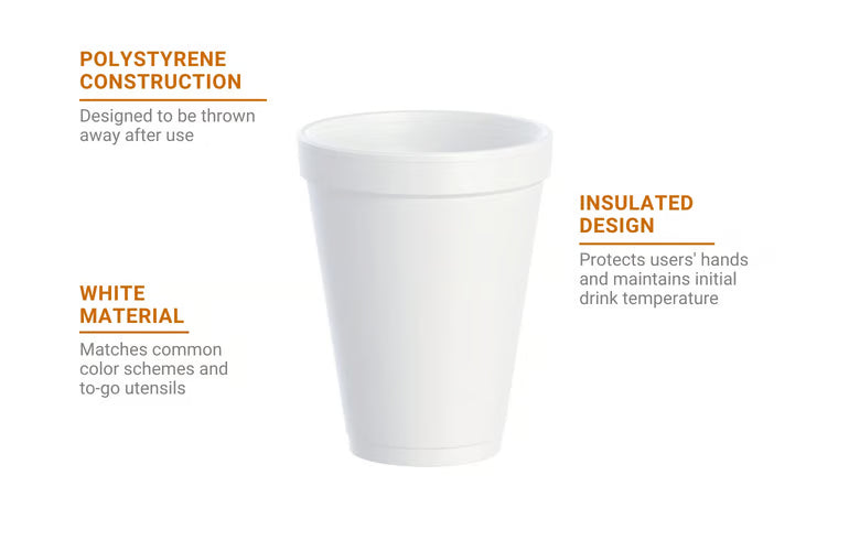 12 oz. White Customizable Foam Cup - 1,000/Case (Dart 12J12)