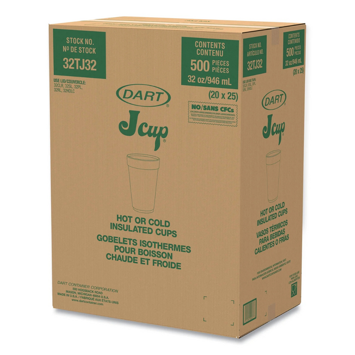 32 oz. White Customizable Foam Cup - 500/Case (Dart 32TJ32 )