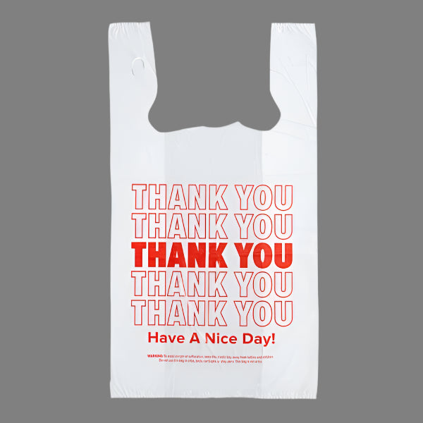 Plastic Bag Printed Thank You White 1/6 Size - 1000/Case