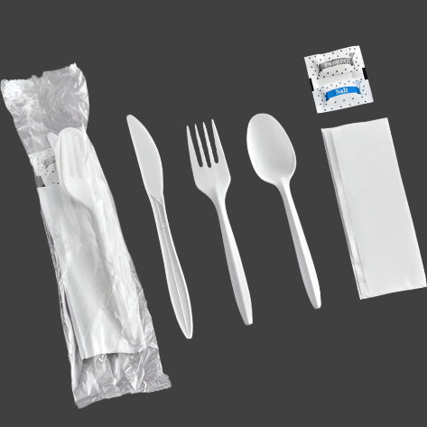 6-in-1 Kit (Fork, Knife, Spoon, Napkin, Salt, Pepper) - 250/Case