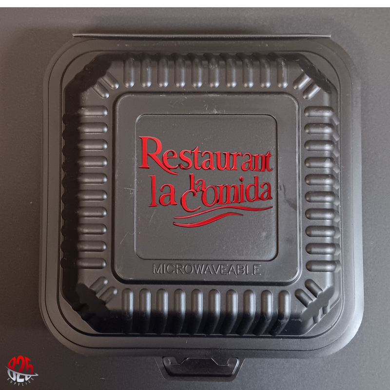 9 x 9 3-Compartment Microwaveable Black Mineral-Filled Plastic Take-Out Container - 150/Case