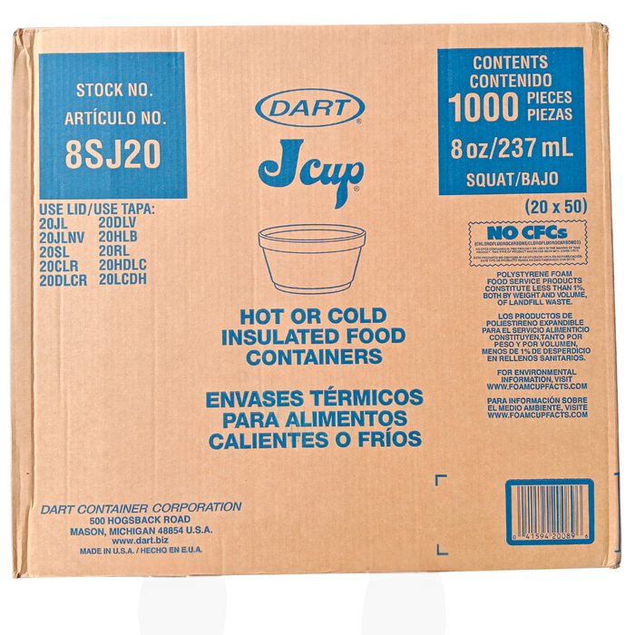 Dart 8SJ20 8 oz. Extra Squat White  Foam Food Container - 1,000/Case